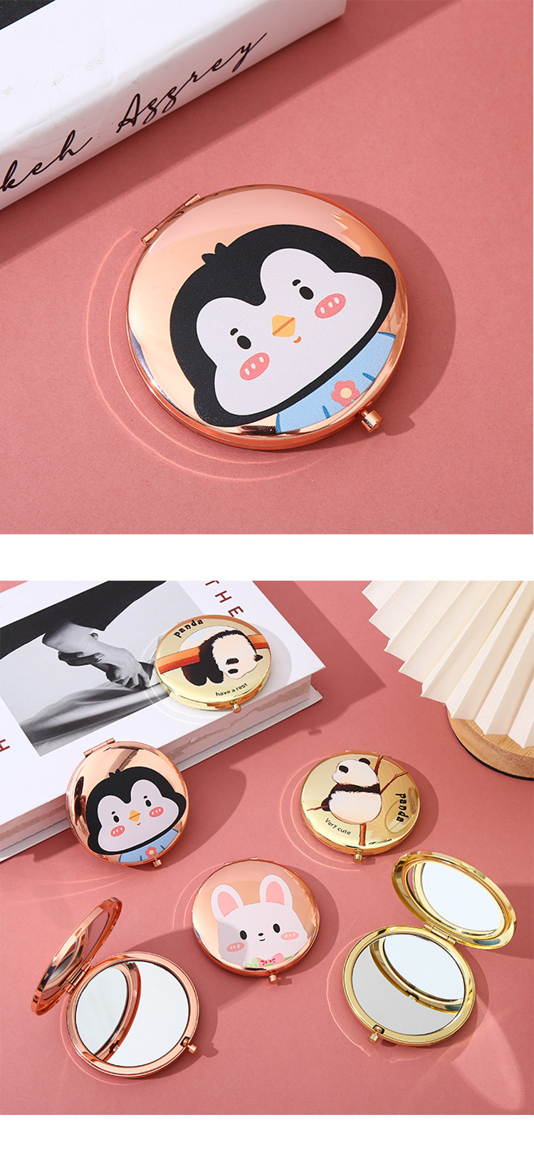 小镜子随身携带双面化妆便携女生美妆梳妆折叠高清迷你翻盖批发详情9