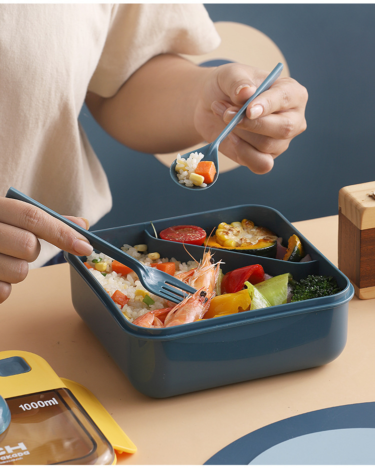 ins相机盖创意分格密封饭盒 上班族便携可微波午餐盒不串味便当盒详情25