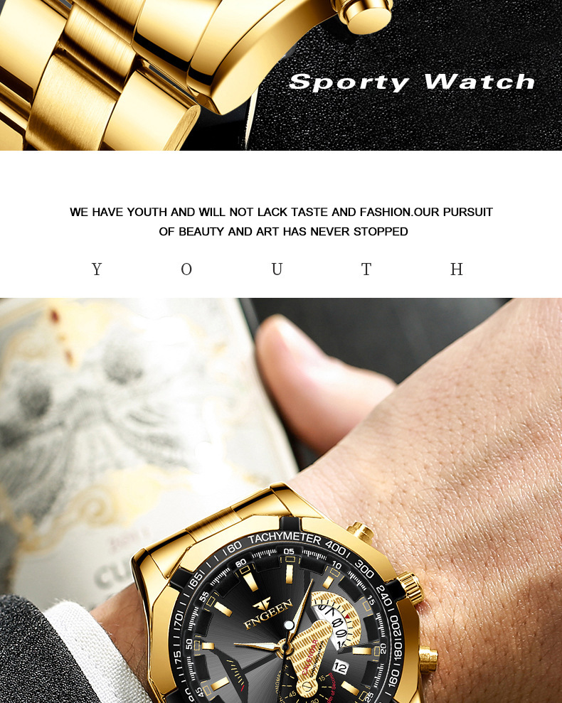 Fenzun waterproof non-mechanical watch, large dial watch, super large new calendar cross-border Shopee watch, creative technology pic 45