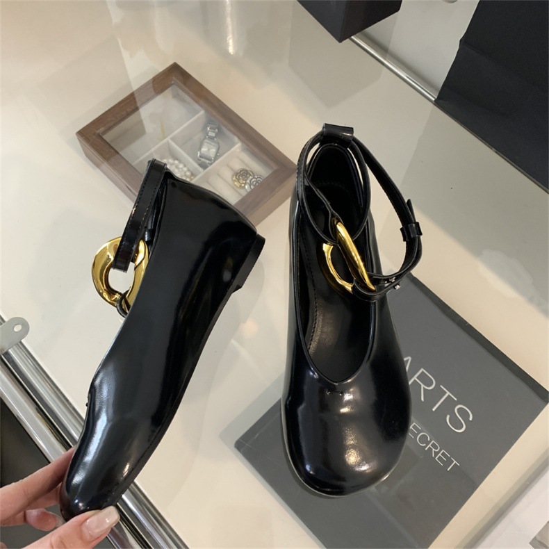 法式复古金色小皮鞋女2024新款脚腕扣带豆豆鞋春夏秋季玛丽珍单鞋详情23