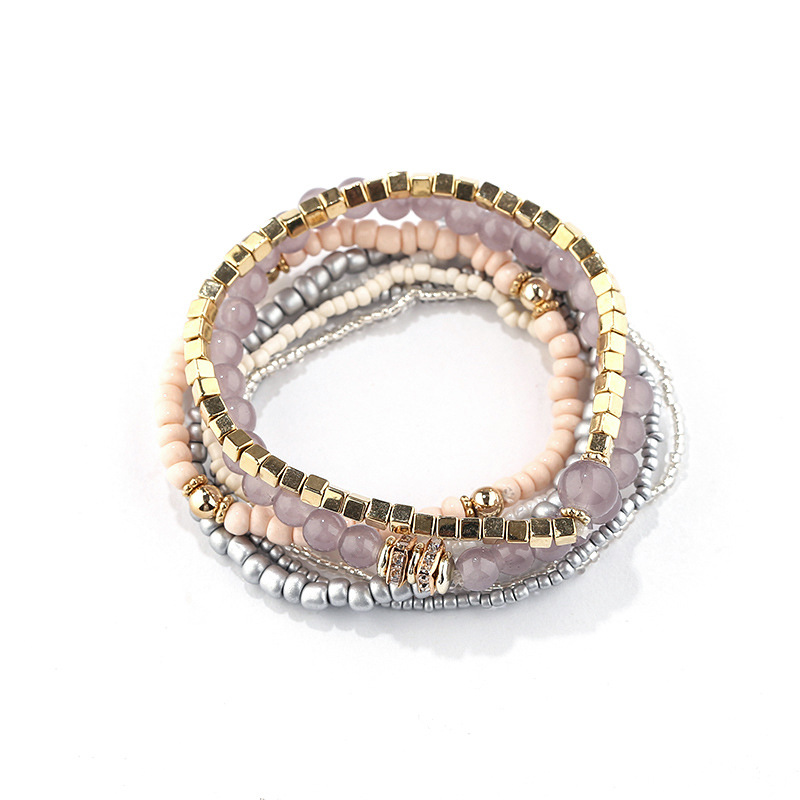 方形金属波西米亚风多层百搭手串时尚天然水晶石手链厂家批发详情4
