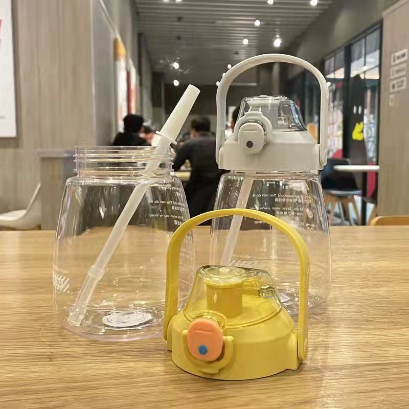 Yinqian 1210ML ton-ton bucket large-capacity plastic water cup, bouncing lid space cup, portable anti-drop sports straw cup for male and female students pic 1