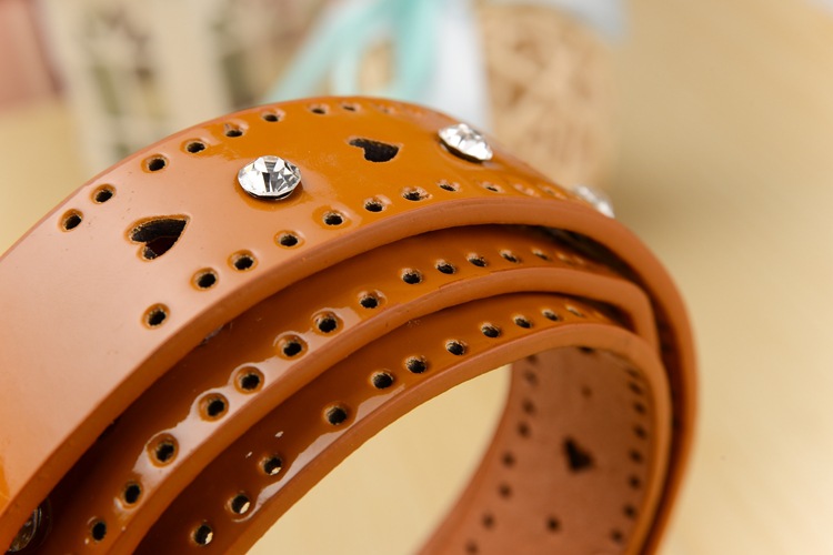 糖果色时尚装饰细腰带女韩版  皮带女款 水钻桃心腰带详情13