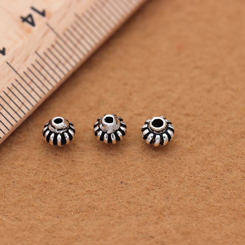 S925银灯笼隔珠DIY手工隔珠手链配件素银唯美麻花扁珠详情11