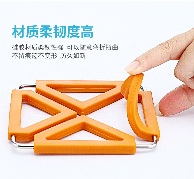 Creative anti-scald and anti-slip silicone pads, high-temperature resistant stainless steel pot pads, foldable heat-insulating table MATS as gifts pic 9