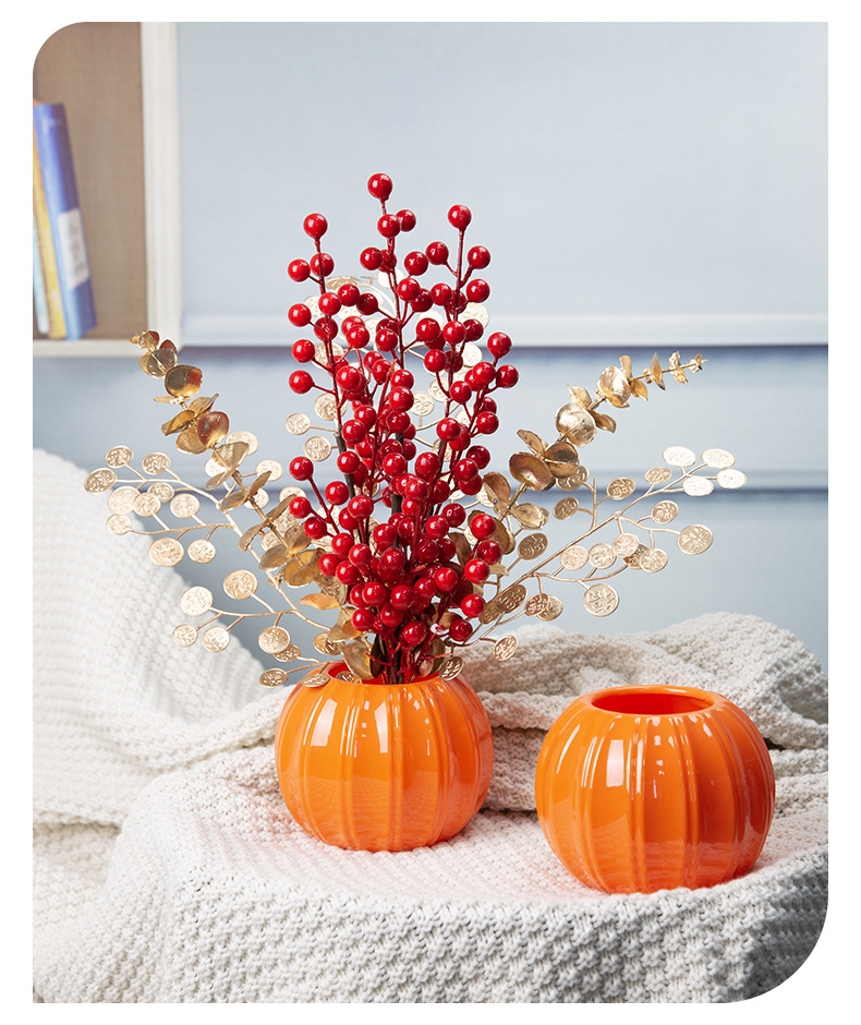 Factory wholesale plastic flower POTS for entrepreneurship, pumpkin-shaped simulation vases, festive decoration, festival decoration, two halves spliced together pic 8