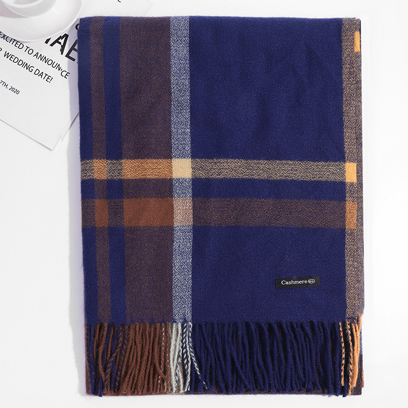 2023韩版长款格子围巾女冬季新款时尚保暖加厚仿羊绒流苏披肩外贸详情18