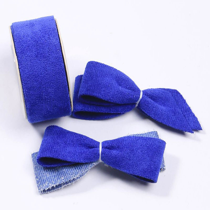 Korean solid-color flocked deerskin micro-elastic webbing DIY bow hair accessory pet chest strap clothes bow tie pic 4