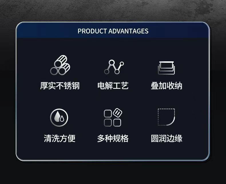 爆款不锈钢保鲜盒带盖子方盘冰箱收纳盒蒸鱼烤鱼盘烧烤凉菜盘果盘详情2