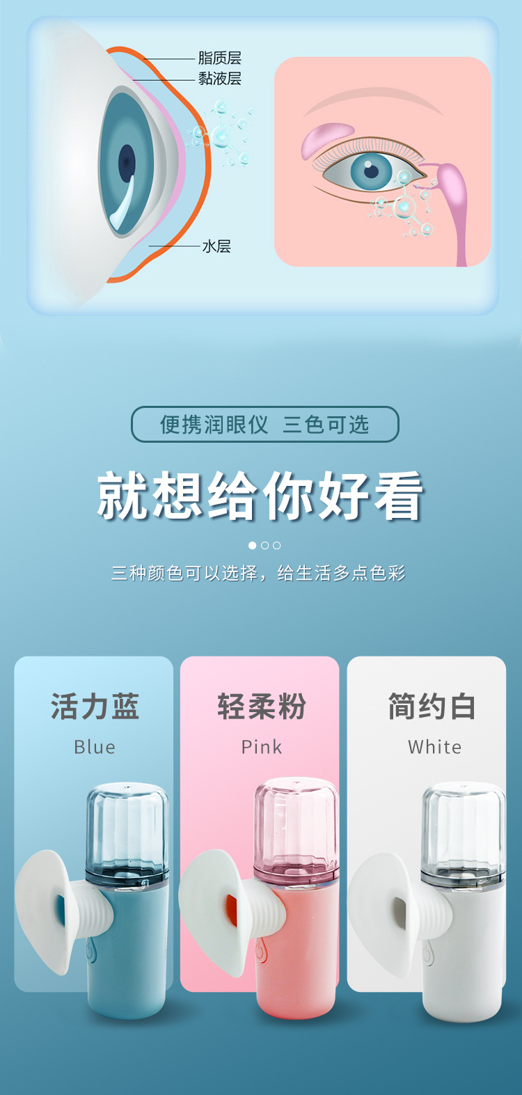 MINI雾化护眼补水仪洗眼液润眼器缓解干眼涩洁面仪简约疲劳按摩仪详情2