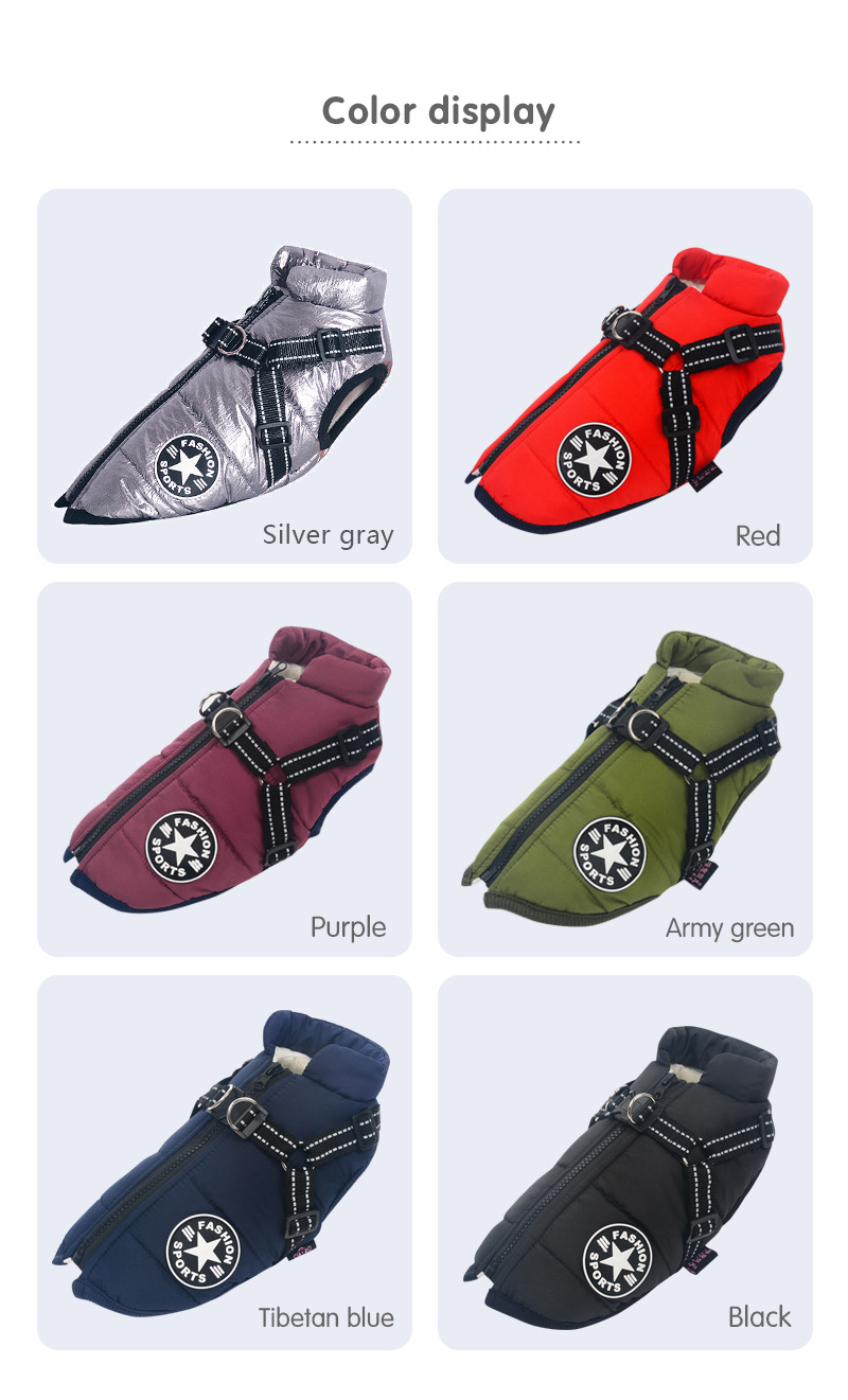 Nueva llegada amazon cross border dog clothing pecho espalda una pieza chaleco de algodón pet cotton clothing winter clothing two feet cotton clothing pic 10
