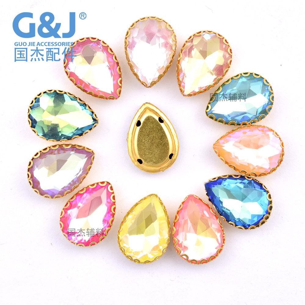 Mocha color teardrop glass claw diamond hand-sewn diamond lace claw diamond DIY handmade accessories for clothing, wedding dresses, jewelry and accessories pic 3