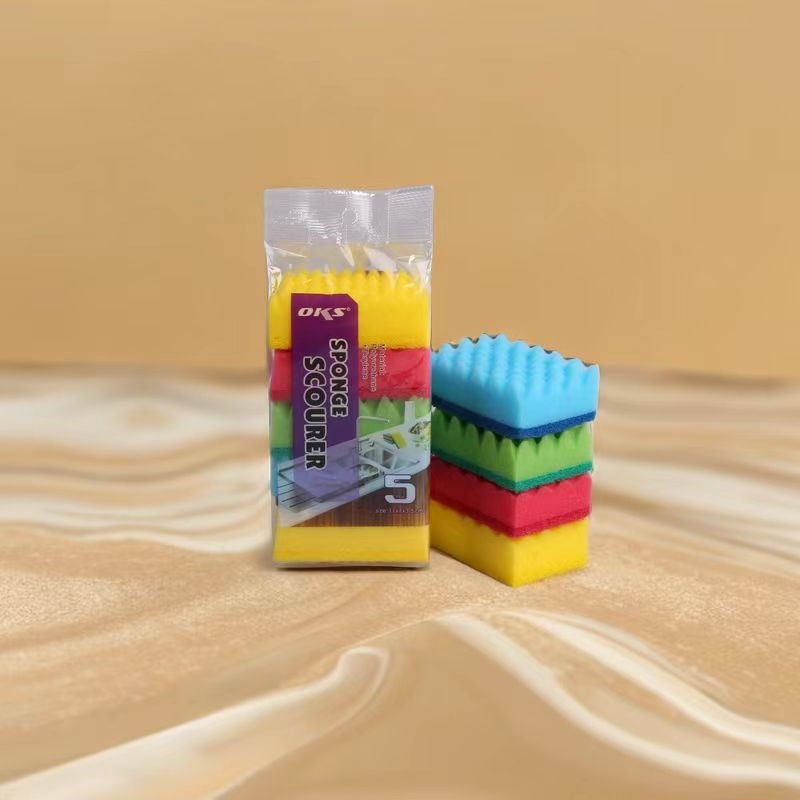 Factory wholesale high-density impregnated and sand-containing double-sided dishwashing sponges, cleaning sponges, sponge blocks, sponge scouring pads, OKS pic 5