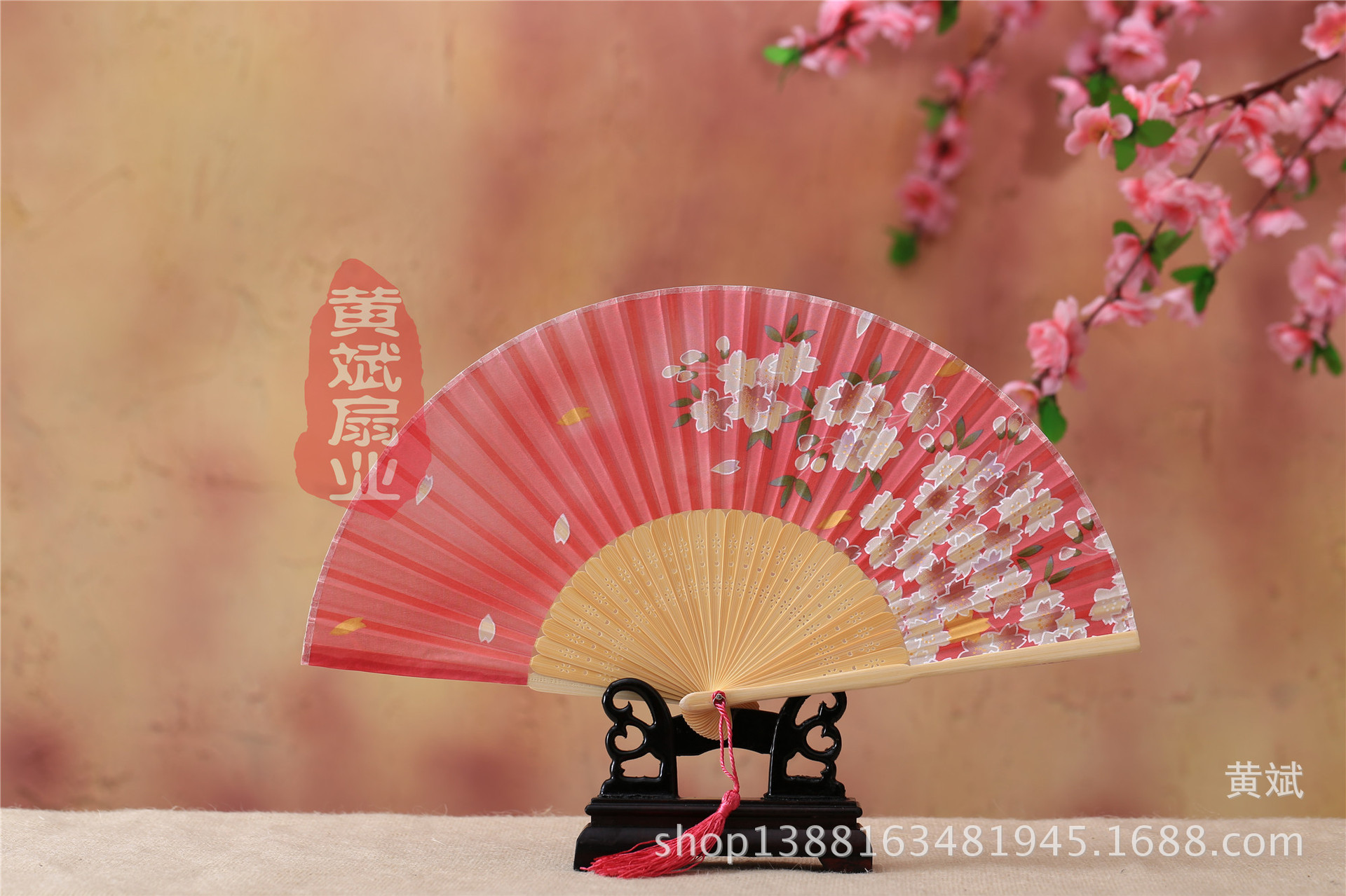 古风古典礼品真丝竹扇子日式和风扇樱花扇 折扇批发 舞蹈道具扇详情30