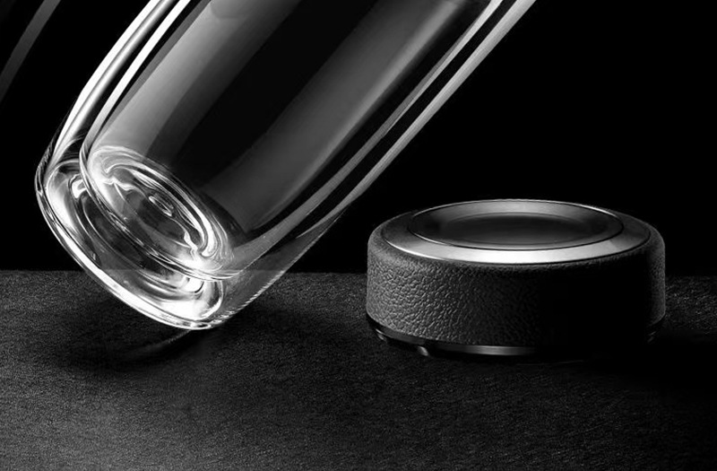Thickened double-layer glass cups, large-capacity tea-water separation cups, business tea brewing cups, car-mounted goose egg cups, gift printed words pic 26