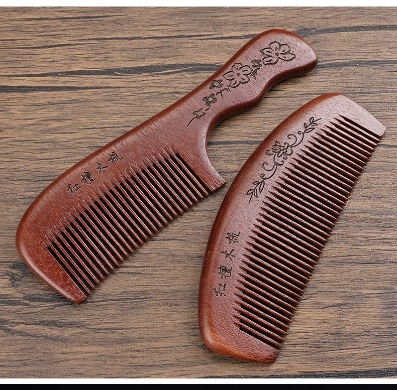 Wholesale red sandalwood combs, whole wood fine-toothed combs, straight and smooth hair combs, household street stalls, and tourist attractions are selling well pic 14