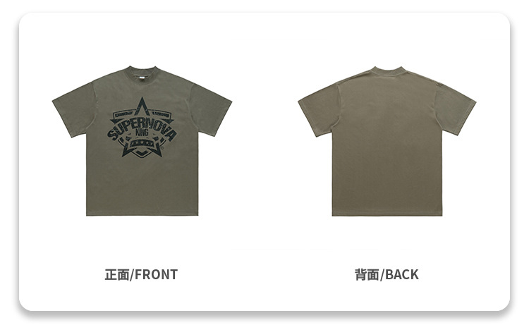 VivGae男装潮牌2023 美式做旧印花半袖hiphop摇滚宽松短袖t恤男详情5