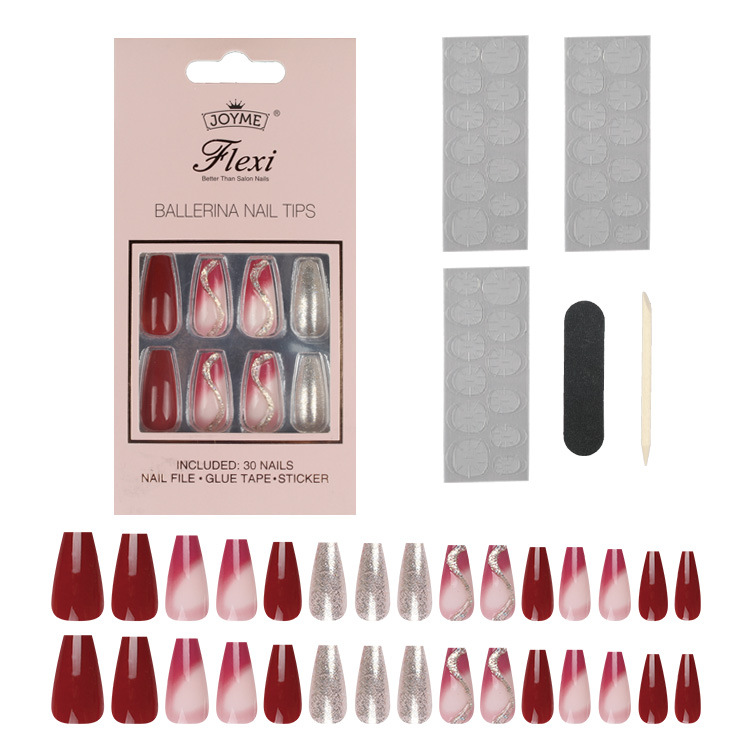New 30 piece wearable uñas largo medio ballet uñas trapezoidal parche uñas falsas parche uñas falsas europa y Estados Unidos cross border custom manicure pic 16
