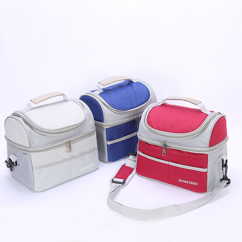 Customized double-layer insulated bags, insulated packs, simple and creative ice packs, waterproof bento packs, hand-held bags, aluminum mold bento meal packs pic 3