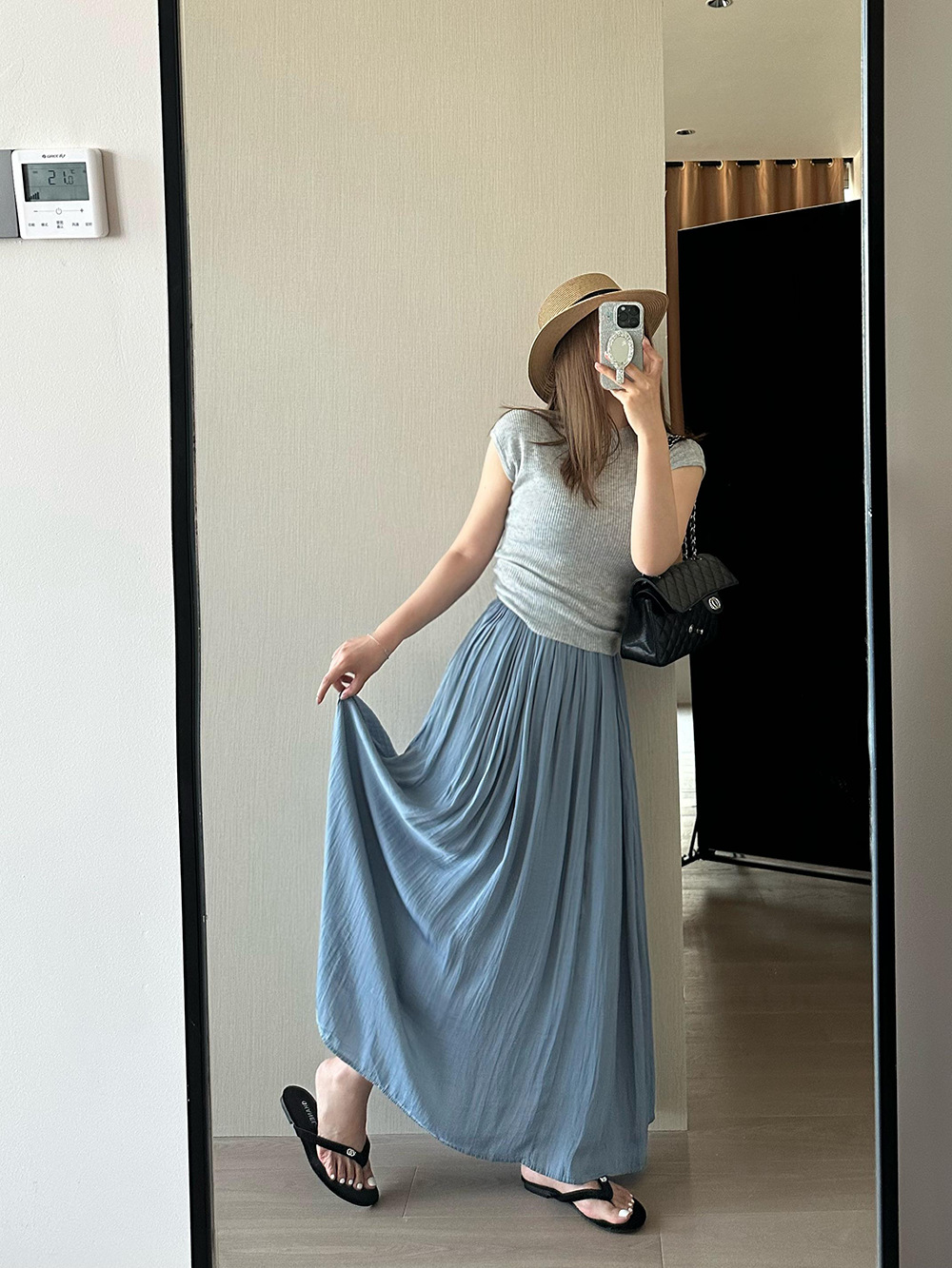 软糯飘逸可甜可盐~子川松紧腰显瘦长裙女2024夏季休闲半身裙e1316详情25