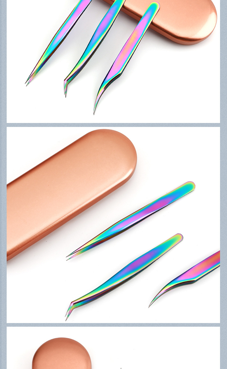 Eyelash extension tools, eyelash applicators use clips to plant false eyelashes, golden feather clips, flowering tweezers set, factory stock available pic 9