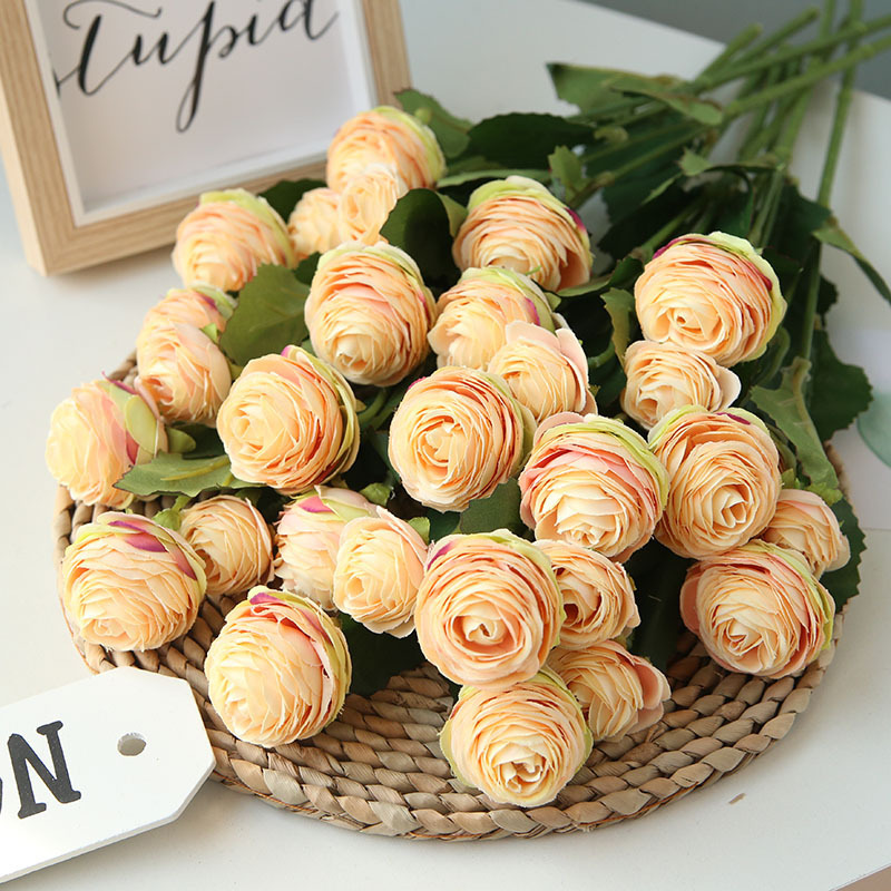 Simulated 3-head small lotus flowers for living room and bedroom decoration, artificial flowers, home decoration ornaments, simulated flower bouquets pic 21