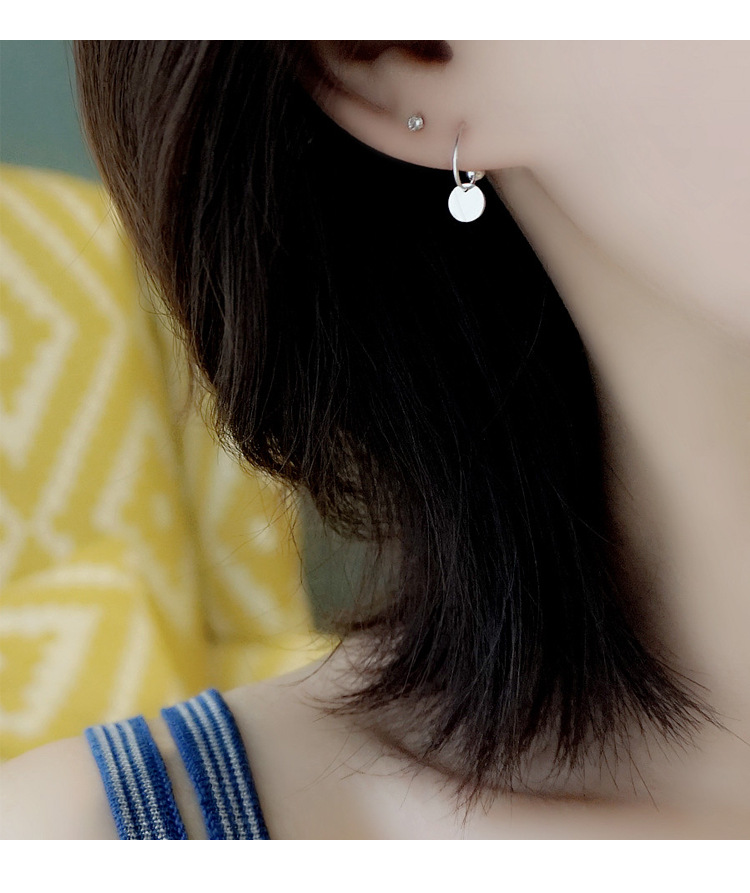 Ganjia Tongti S925 pure silver simple round piece earrings, elegant matte ear buckles, fashionable Hong Kong-style internet-famous ear rings pic 23