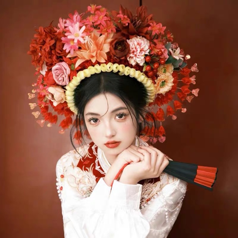 福建泉州浔埔女簪花头饰民族风花围高颜值爆款仿真花泉州簪花新款详情8