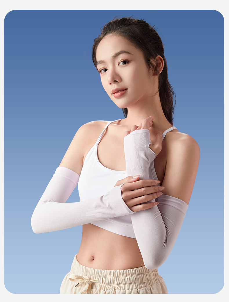 夏季防晒冰袖女户外防紫外线冰丝袖套薄护臂开车骑行透气凉感手袖详情21