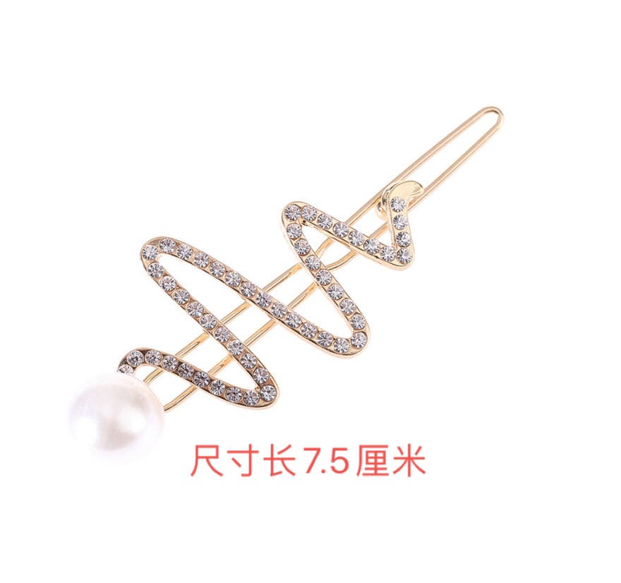 Moda coreana tiara clip para el pelo adulto strass wave serpentine pearl clip de una palabra franja clip de borde accesorios para el cabello pic 1
