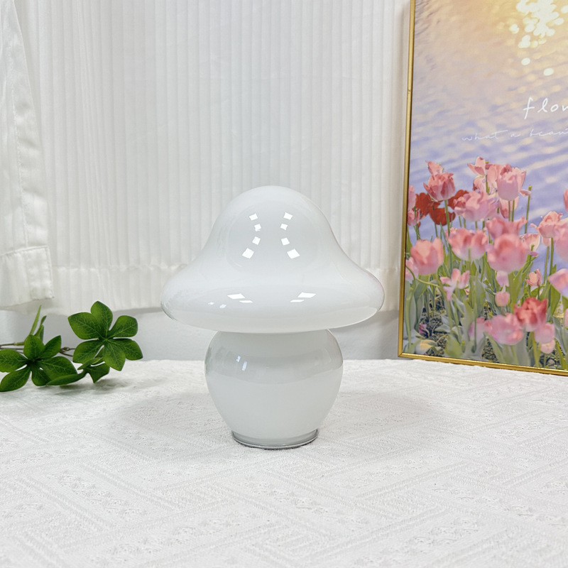 美式蘑菇装饰台灯中古Vintage北欧现代简约床头创意条纹玻璃台灯详情15