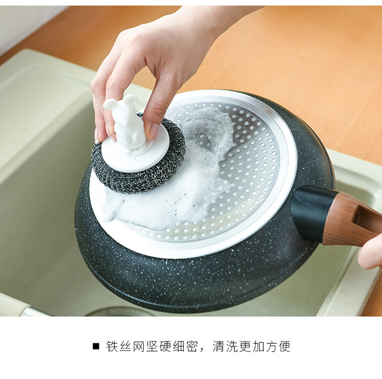 Cleaning brush for the stove, grease removal cleaning ball, PP filament brush for cookware pic 9