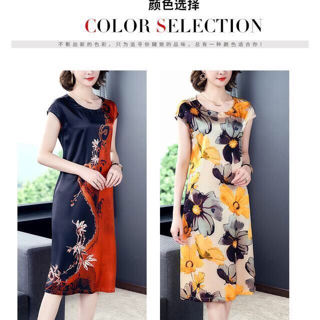 A new large-sized printed long dress for middle-aged and elderly women in Hangzhou for summer 2021 pic 2