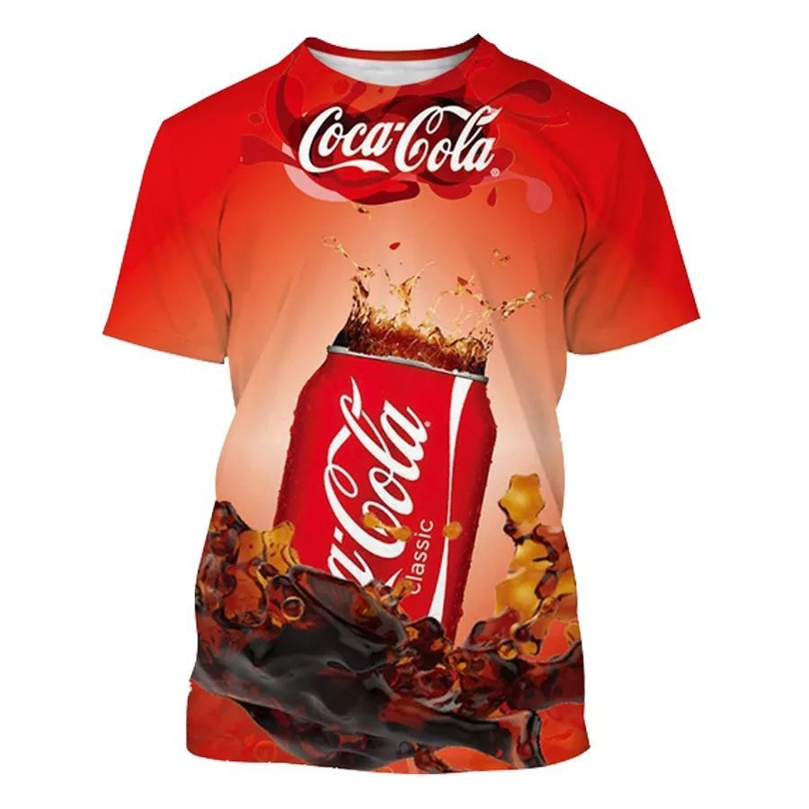 The latest summer bestseller is the Coca-Cola T-shirt with 3D digital printing, a fashionable and trendy loose short-sleeved top pic 16