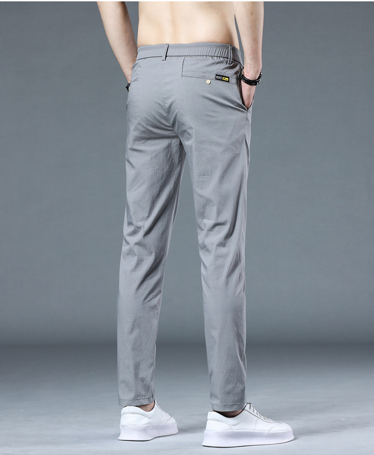 夏季薄款休闲裤男款修身直筒透气弹力冰丝百搭潮流男裤子批发凉感详情26