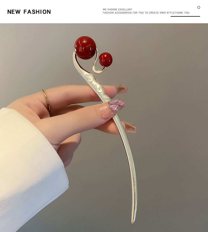 古风珍珠金属发簪女简约现代日常头饰发插发钗盘发神器气质簪子详情6