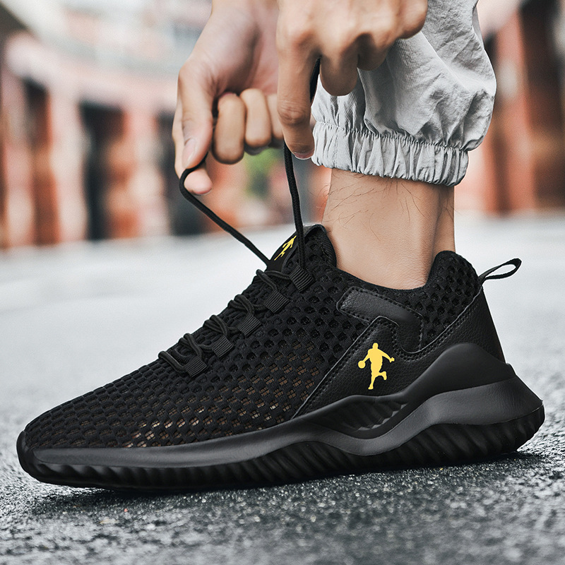 男鞋透气跑步网鞋网面休闲鞋男士运动跑步鞋轻便防滑皮面运动潮鞋详情5