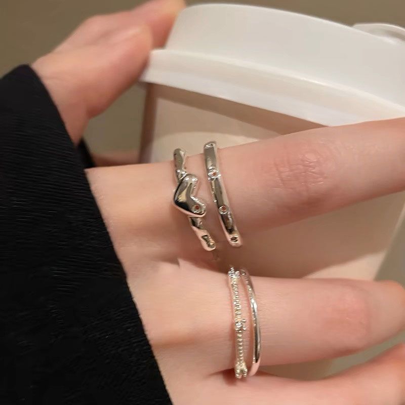 爱心素圈锆石开口戒指女小众设计冷淡风指环轻奢高级感个性食指戒详情2