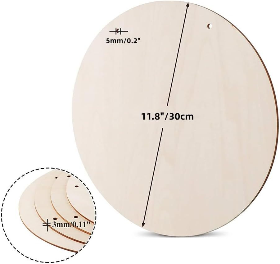 30cm打孔圆形门牌挂牌木制空白圆木片工艺品DIY木质圣诞节日装饰详情9