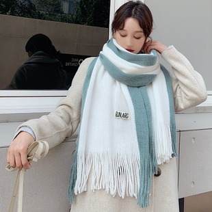 The new solid-color faux cashmere scarf for autumn and winter, with a big red LOGO and thickened warm shawl, is in stock and available for shipment pic 13