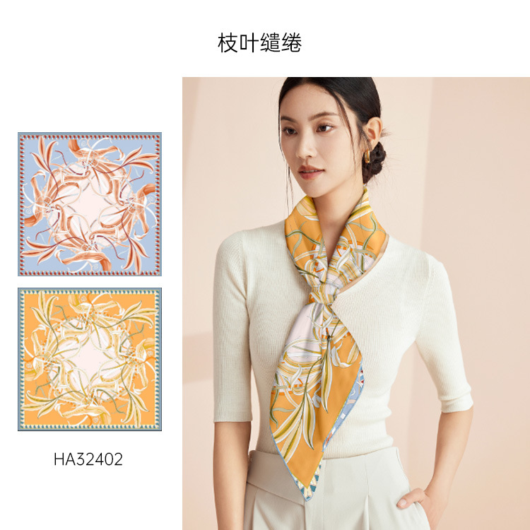Double-sided digital silk large square scarf 90cm, Chinese style scarf, heavyweight 16mm mulberry silk scarf processing on behalf of others pic 14