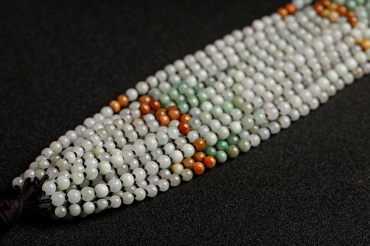 Natural multi-color jadeite A-grade round beads 5.5mm woven necklace rope, multi-color round bead pendant hanging rope, jadeite bead chain pic 8