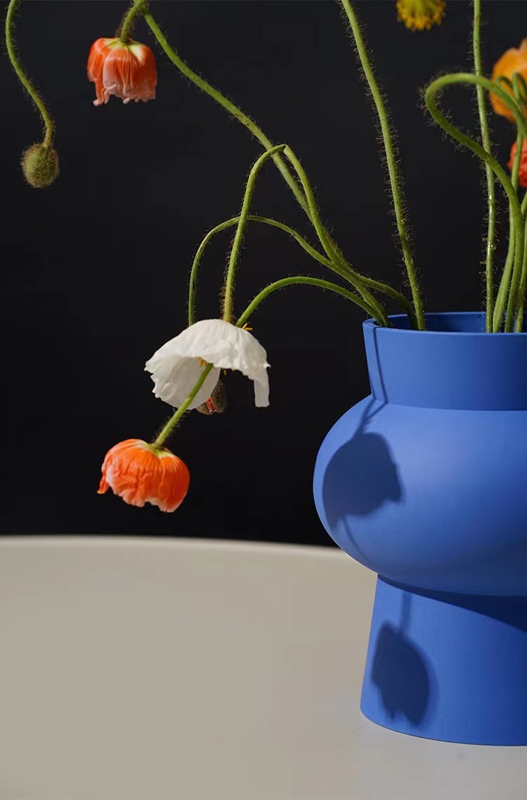 Nordic Ins-style ceramic vase, Klein blue ceramic flower arrangement, entrance decoration piece, light luxury living room decoration dry vase pic 16