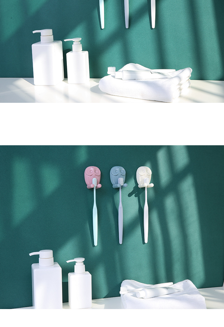 Cartoon toothbrush holder, simple owl hook, kitchen adhesive hook, sticky hook, cartoon socket and plug storage hook, no need pic 9