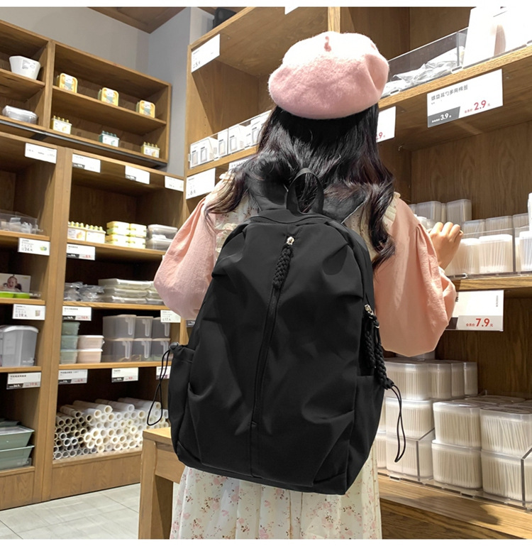 双肩包流行质感书包女初高中生学生旅行大容量背包纯色简约休闲包详情14