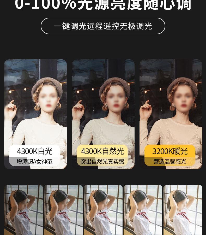 康泽直播专业补光灯摄影灯直播间灯光补光灯拍照摄影柔光灯摄影灯详情3