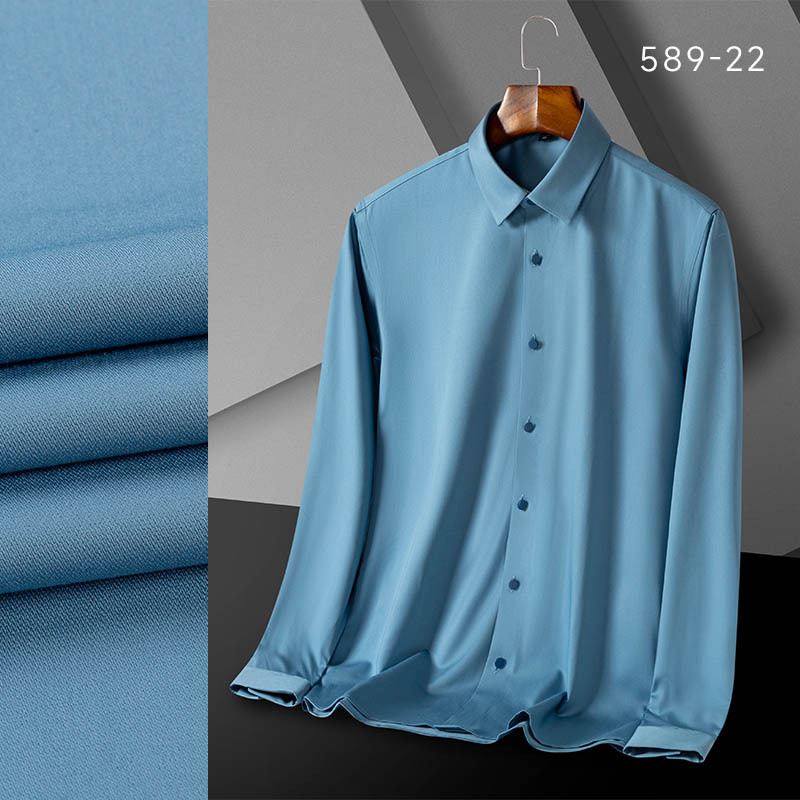 高级感男士衬衫 无痕嵌条一体式男衬衫长袖 纯色白色商务职业衬衣详情26