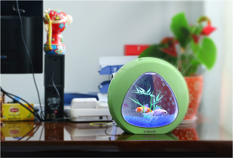 The desk mini aquarium creative desktop LED lighting can filter ecological acrylic fish tank aquarium pic 15