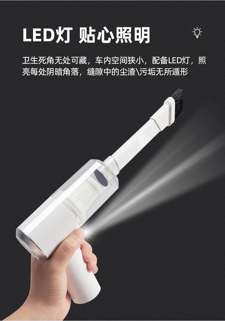 Multi-functional portable wireless vacuum cleaner for home use in vehicles, white high-power portable dust collector for cars pic 5