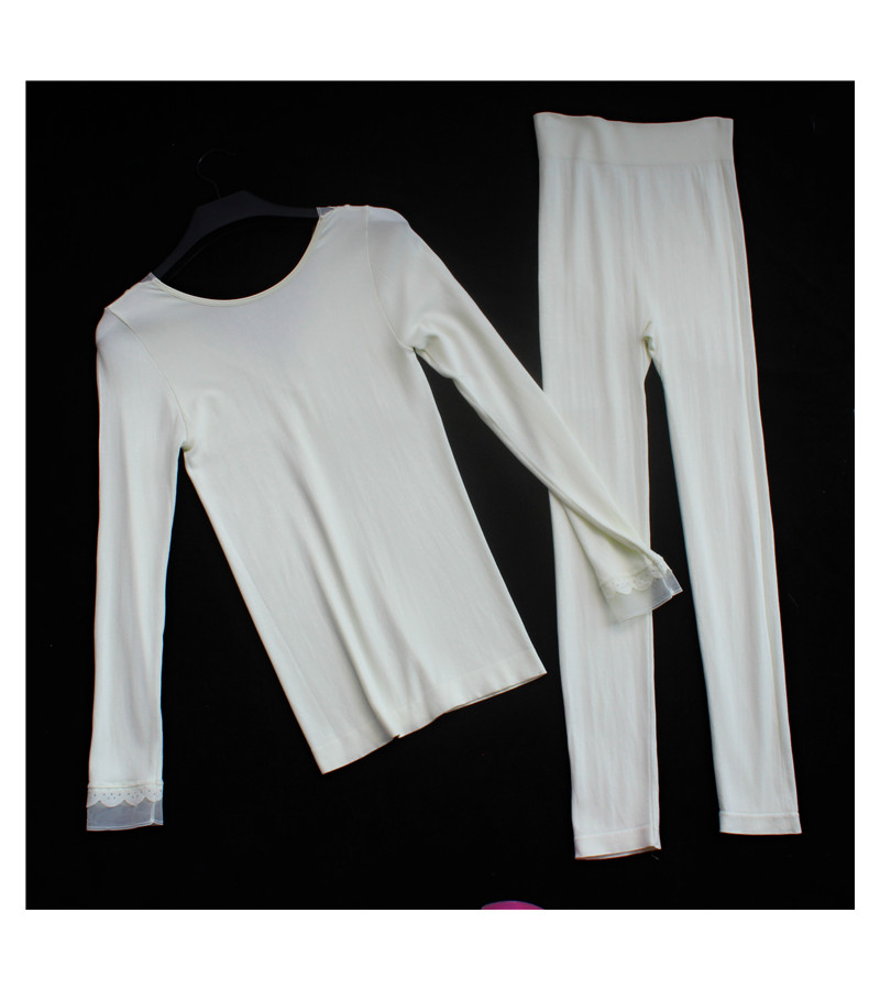 秋衣秋裤女薄款套装保暖内衣女不加绒蕾丝低胸单层性感打底线衣裤详情20